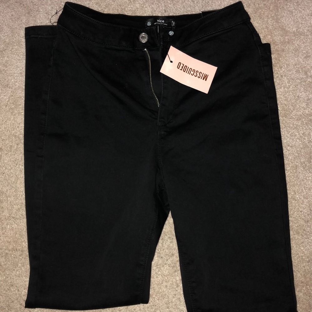 Missguided Highwaisted Slash Knee Skinny Jeans 8R